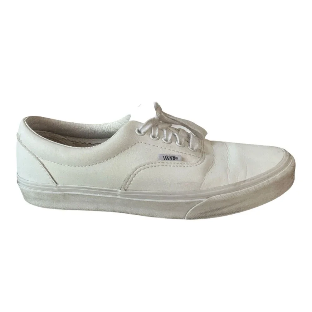Vans Doheny Mens Skate Shoes Leather Trainers Triple White Lace Up Size 9